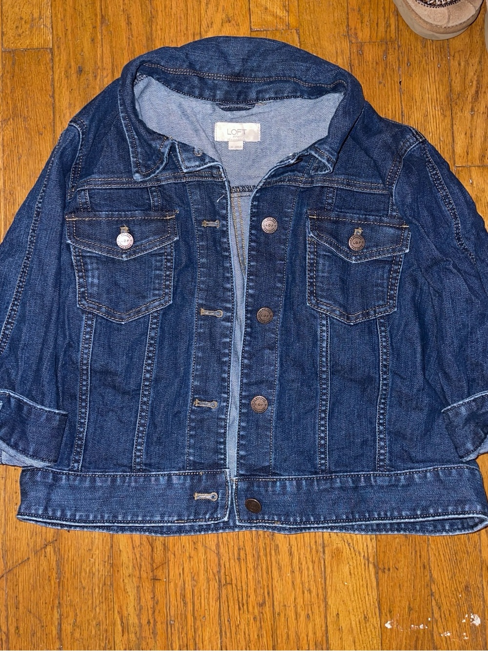 LOFT Dark Blue Denim Jacket - Classic Jean Coat
